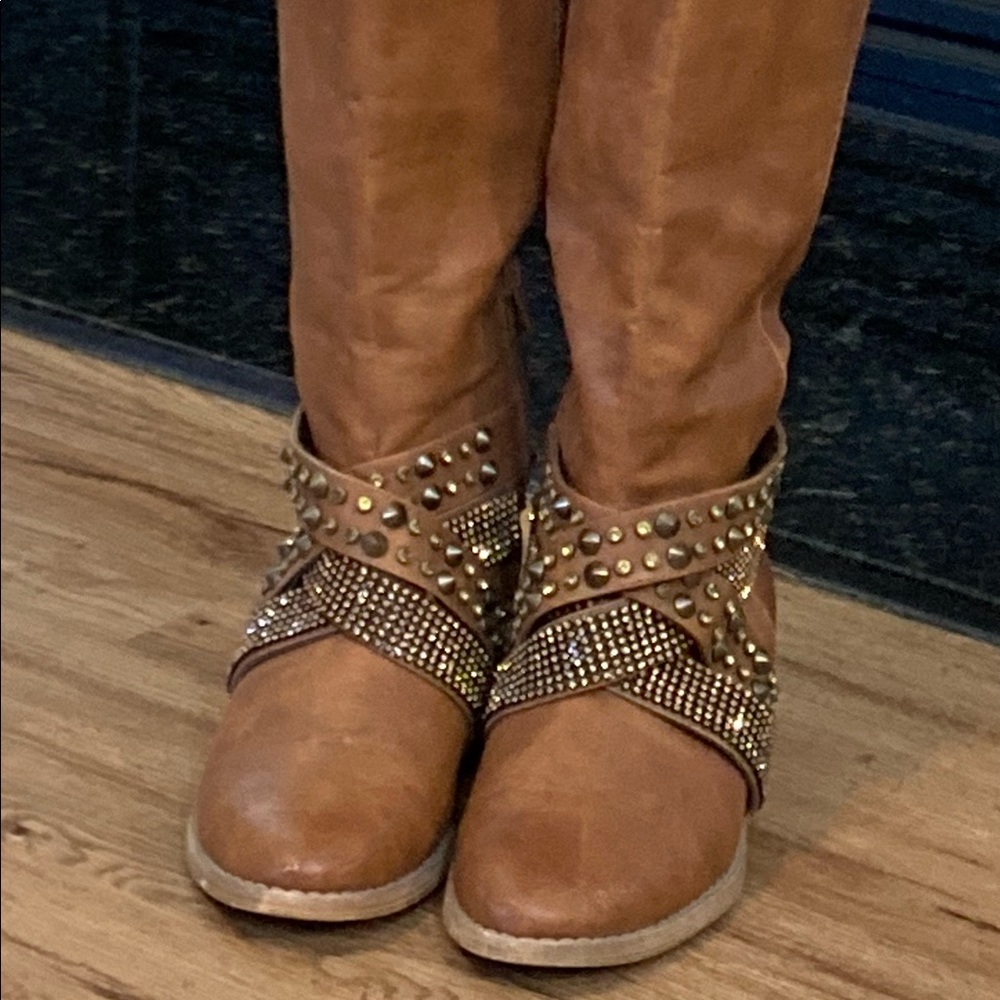 Not Rated Tan Rhinestone Boots